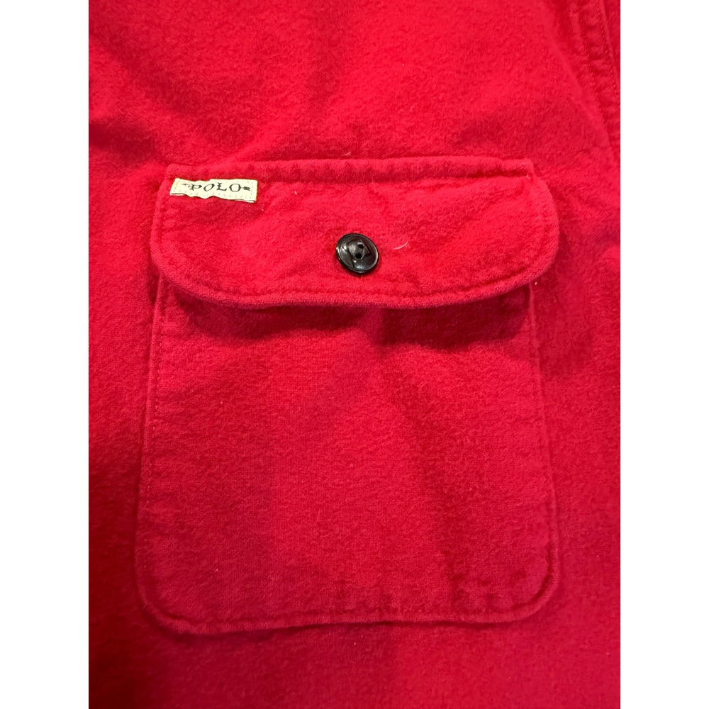 Rare Polo Ralph Lauren Red Flannel Button Up Shirt Classic Fit Men Large - Picture 3 of 7